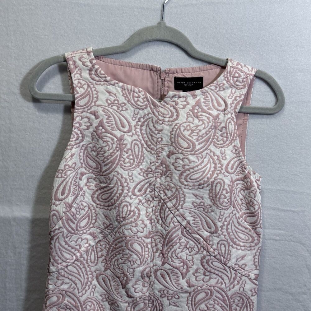 Victoria Beckham x Target Blush Paisley Jacquard Sleeveless Shift Mini Dress XS - Picture 6 of 15